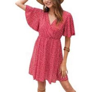 Red and white spotted low cut dress- no size listed but fits like a M medium